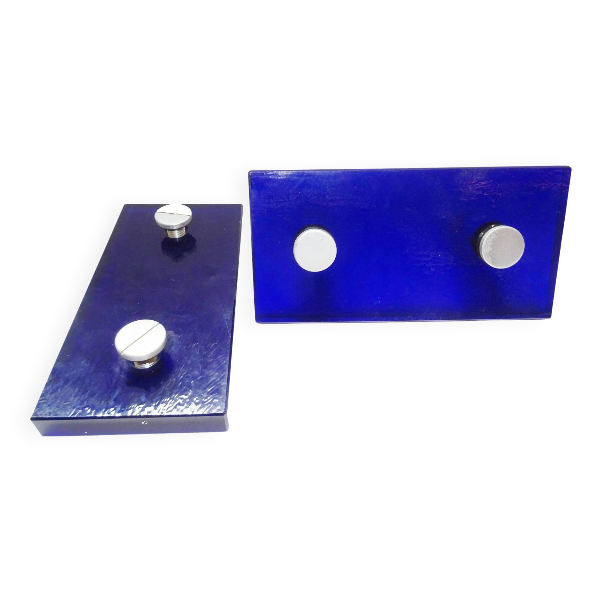 Vintage Door Handles • Solid Glass • Cobalt Blue • 1960
