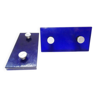 Vintage Door Handles • Solid Glass • Cobalt Blue • 1960