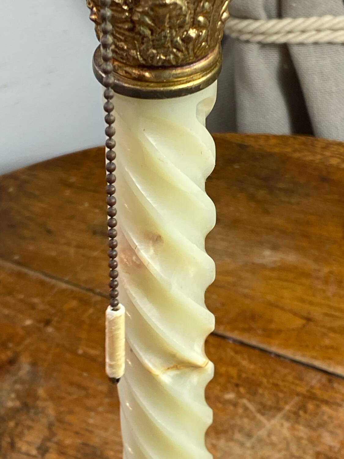 Twisted onyx and bronze lamp