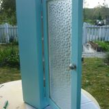 Armoire toilette en bois bleue vitre opaque