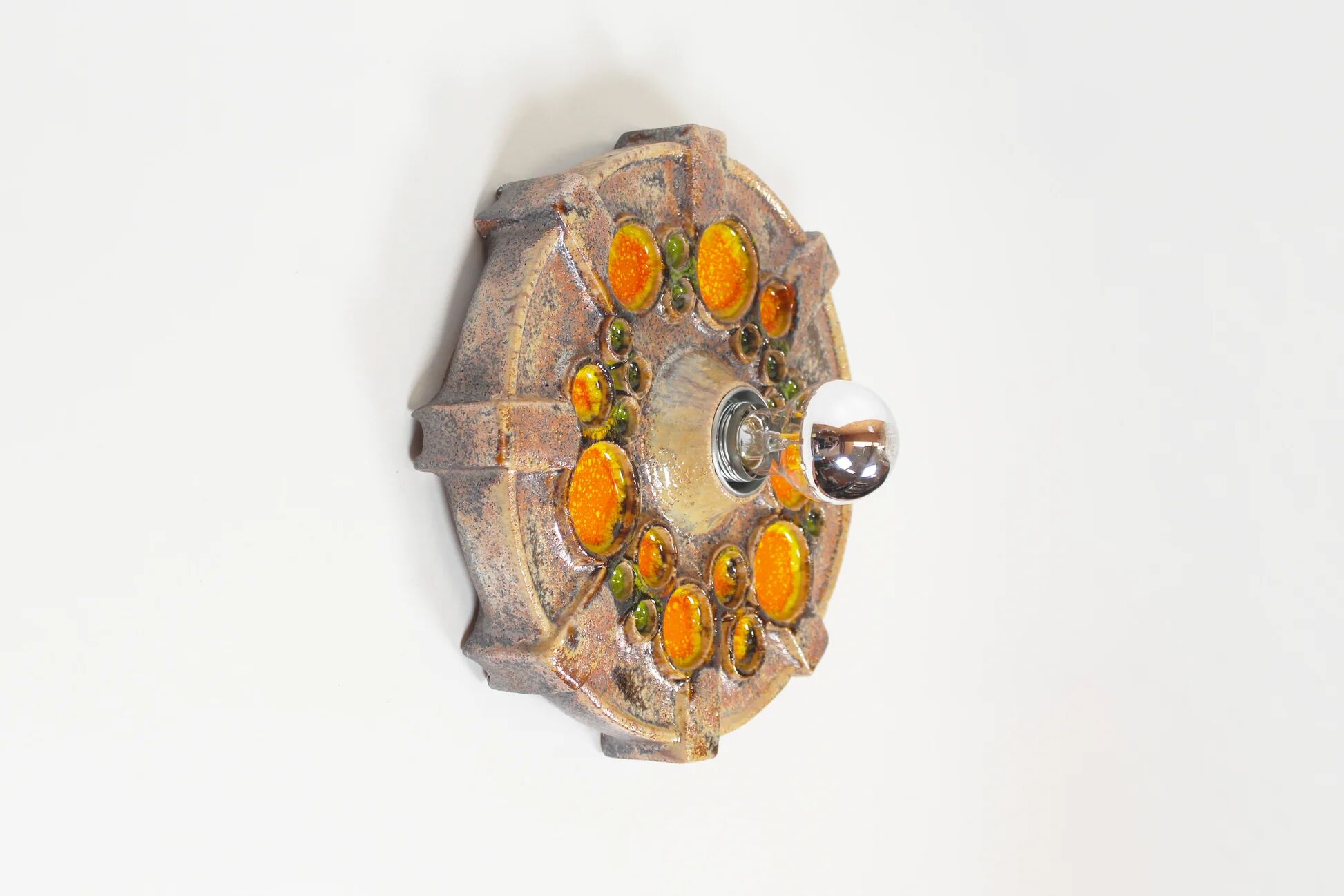 Vintage 1970s ceramic 'Fat Lava' style wall light by Hustadt Leuchten