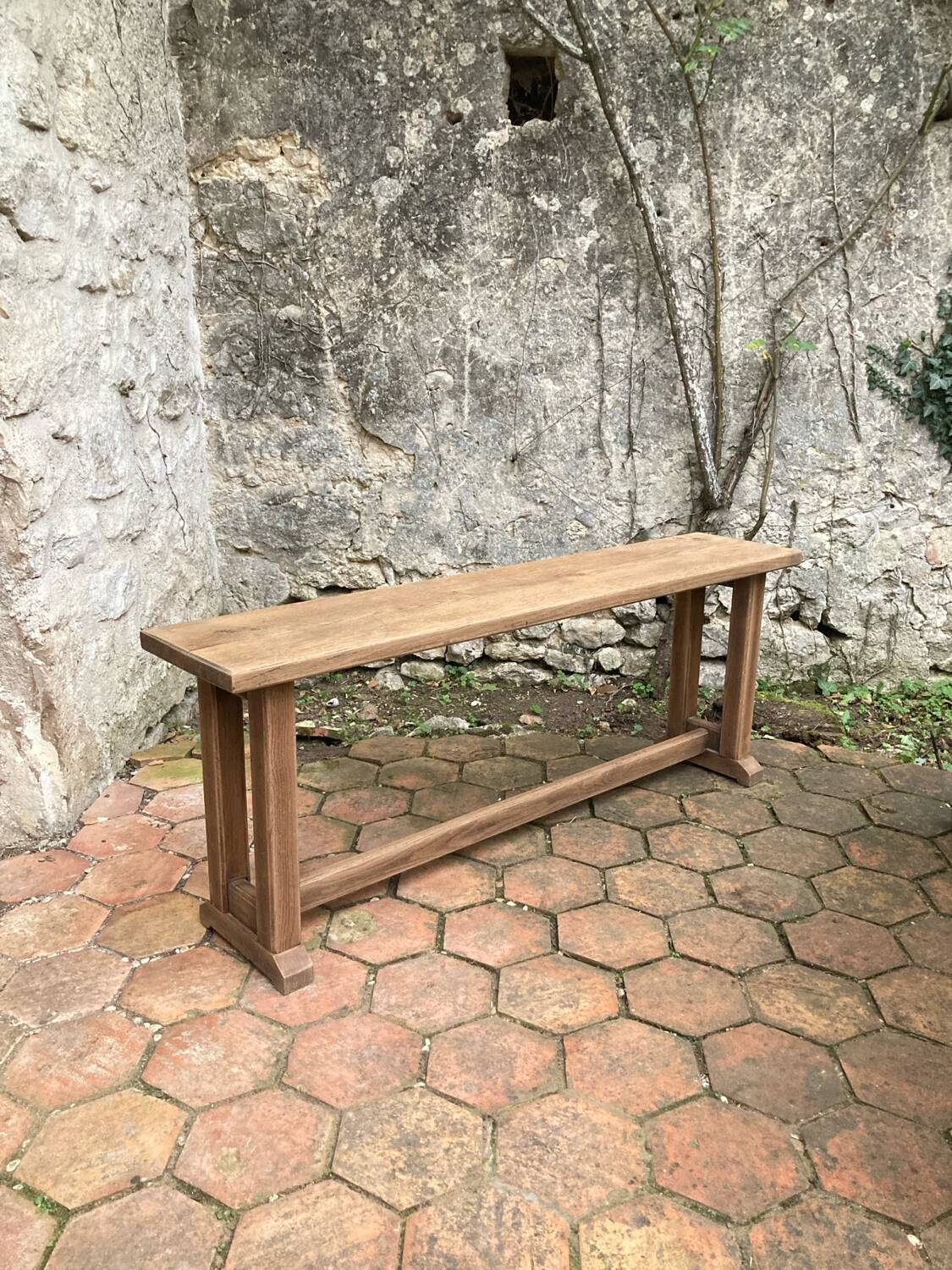 Pair of antique solid oak benches