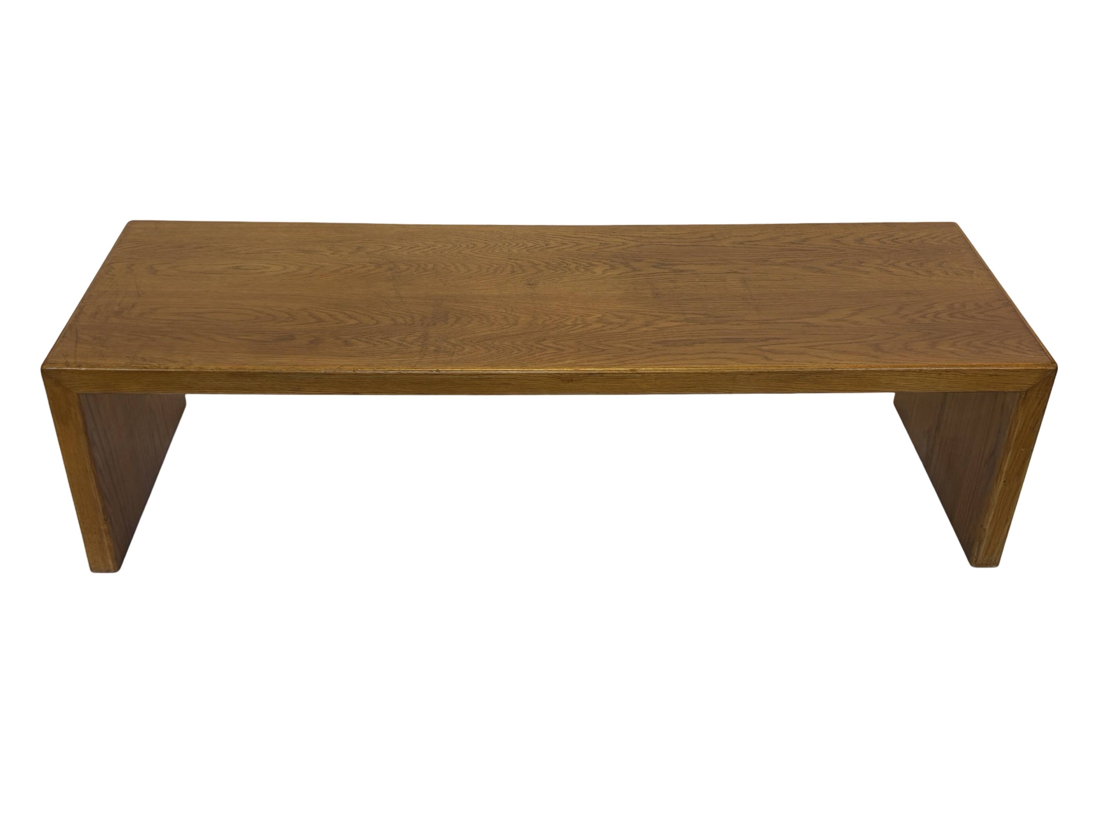 Minimalist vintage teak wood small solid bench