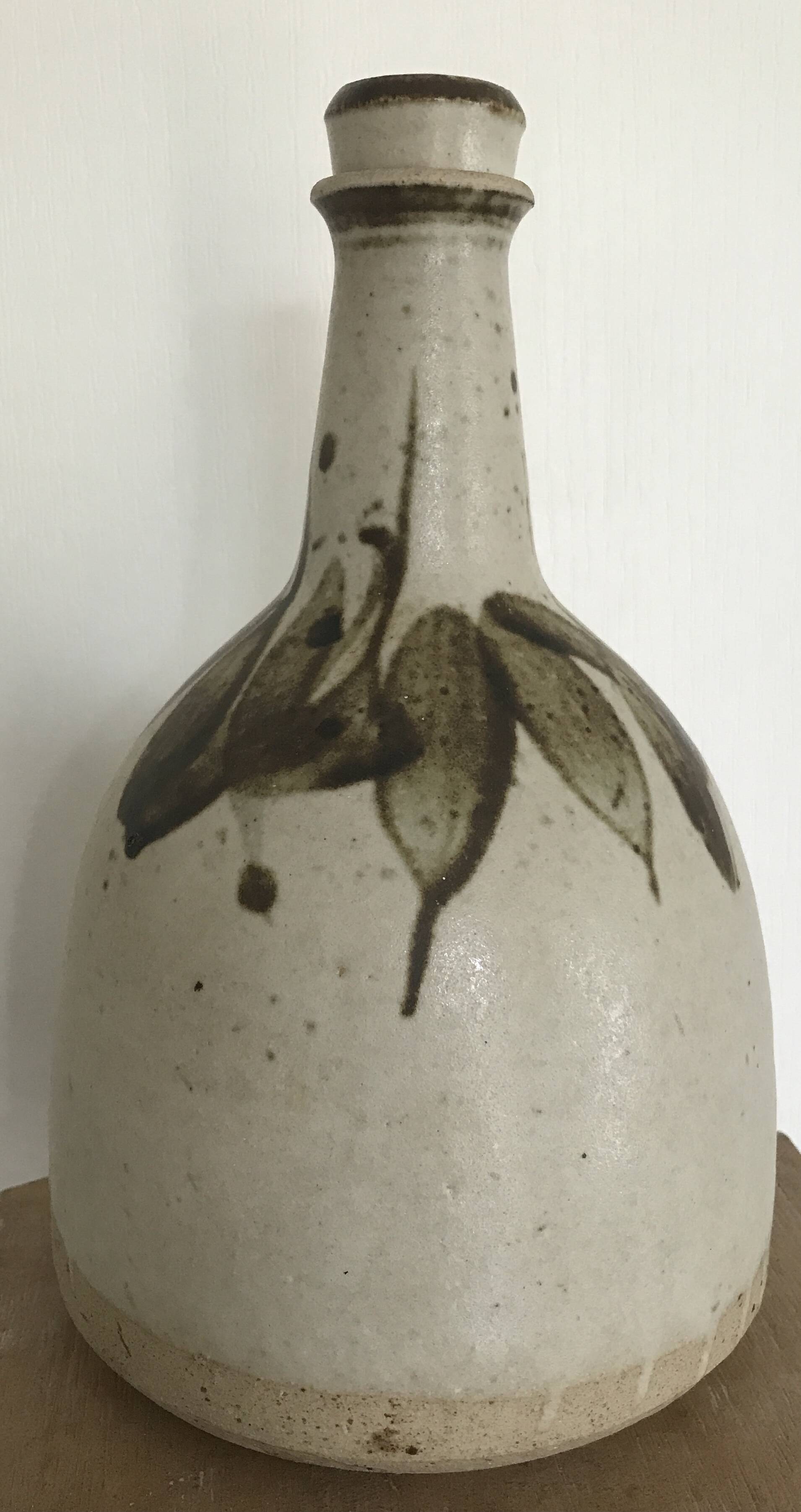 BOTTLE Vintage bottle in partially glazed pyrite stoneware