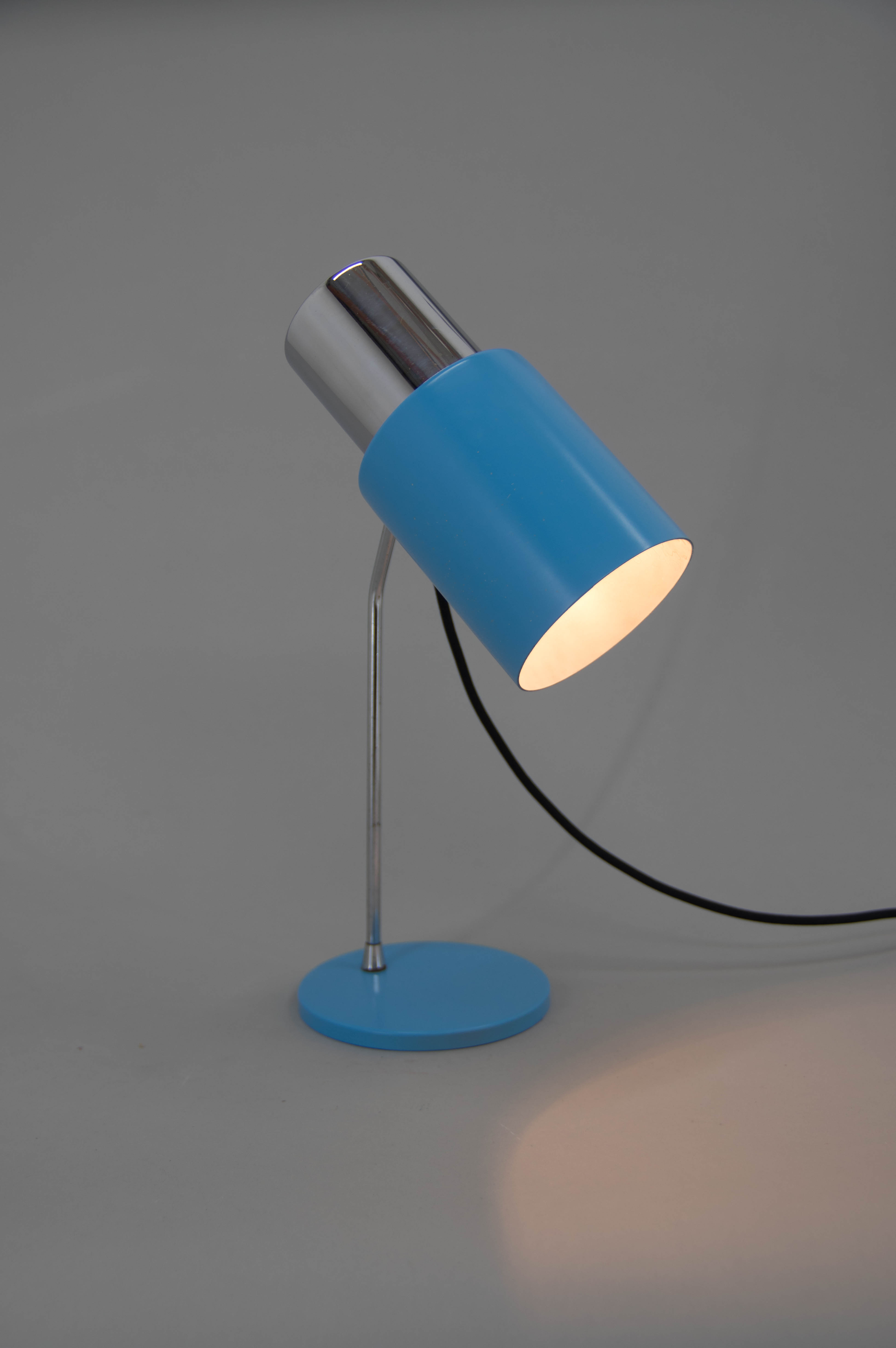 Mid-century blue table lamp by Napako, 1970s