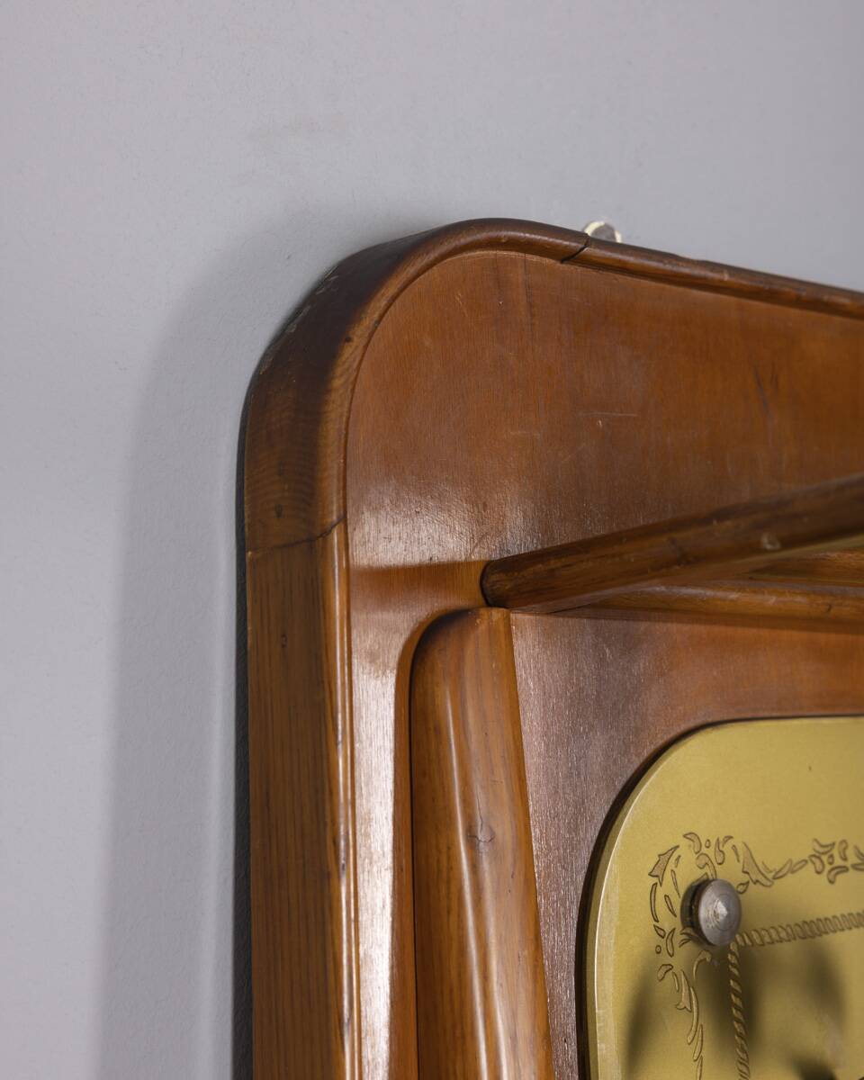 Porte-manteau en bois et verre décoré, Italie années 1950