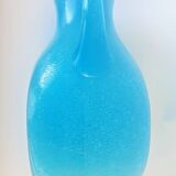 Large pitcher-shaped vase in blue bubble glass paste, th