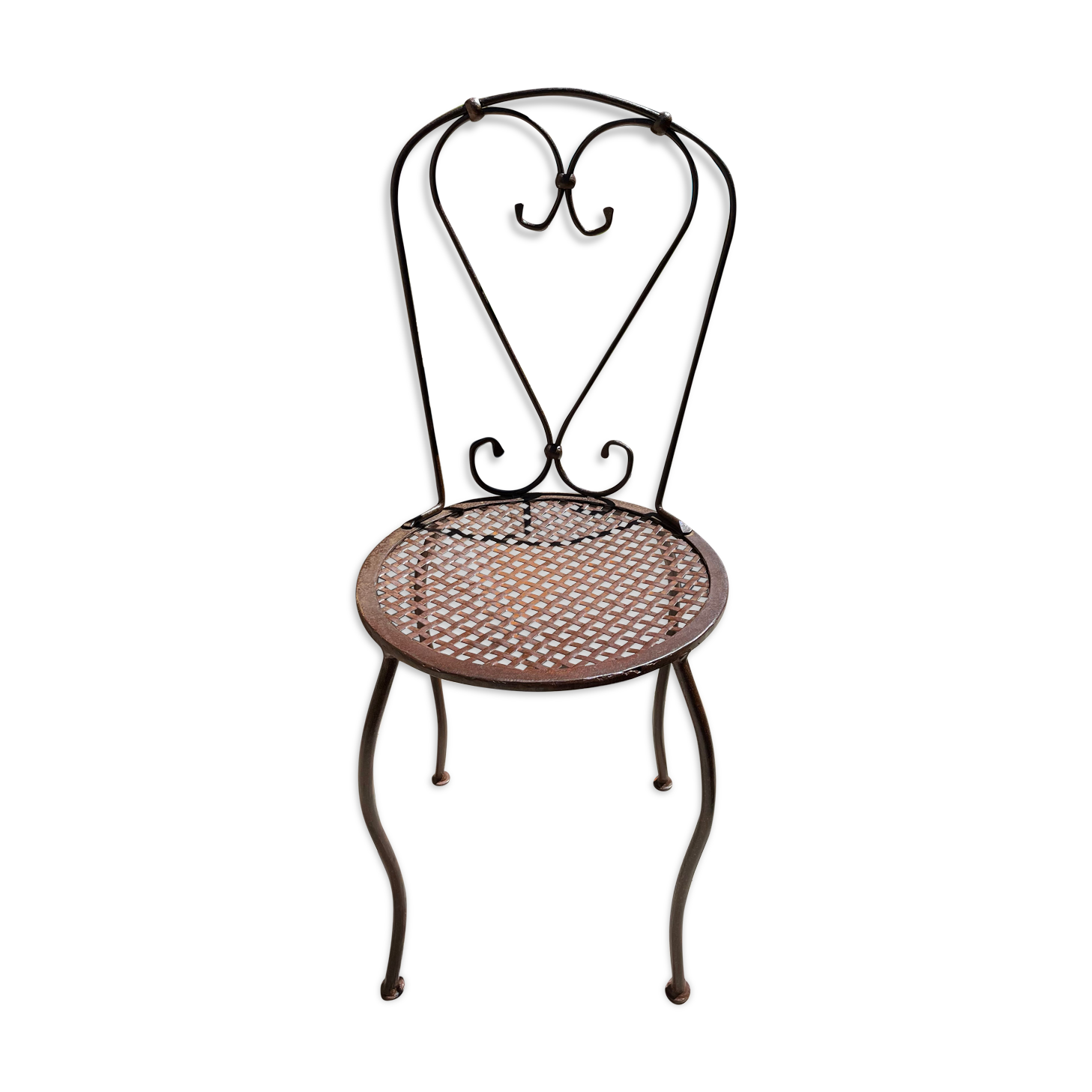 Chaise de jardin en fer forgé artisanal