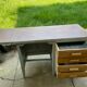 Children's desk in wood, patinated gray