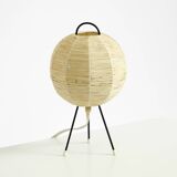 Beautiful mid-century modern tripod raffia table lamp