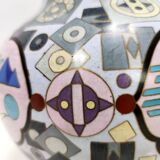 Postmodern Colorful Chinese Jingfa Cloisonné Vase with Brass Base