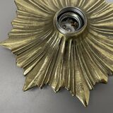 Set of Three Brutalist Bronze Sunburst Wall Lights, Italy 1950s