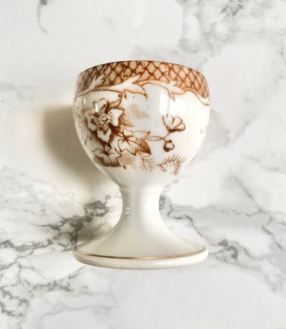 Suite of 4 old porcelain cockroaches decorated with sepia-printed leaves