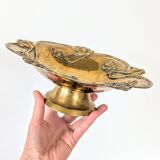 Bol sur pied en laiton | Motif floral Art Nouveau Antique