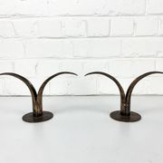 Pair of Lily brass candle holders, Ystad Metall, Sweden, design Ivar Ålenius Björk