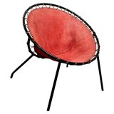 Balloon Lounge Chair in Red Suede & Metal by Hans Olsen, Denmark, 1960s