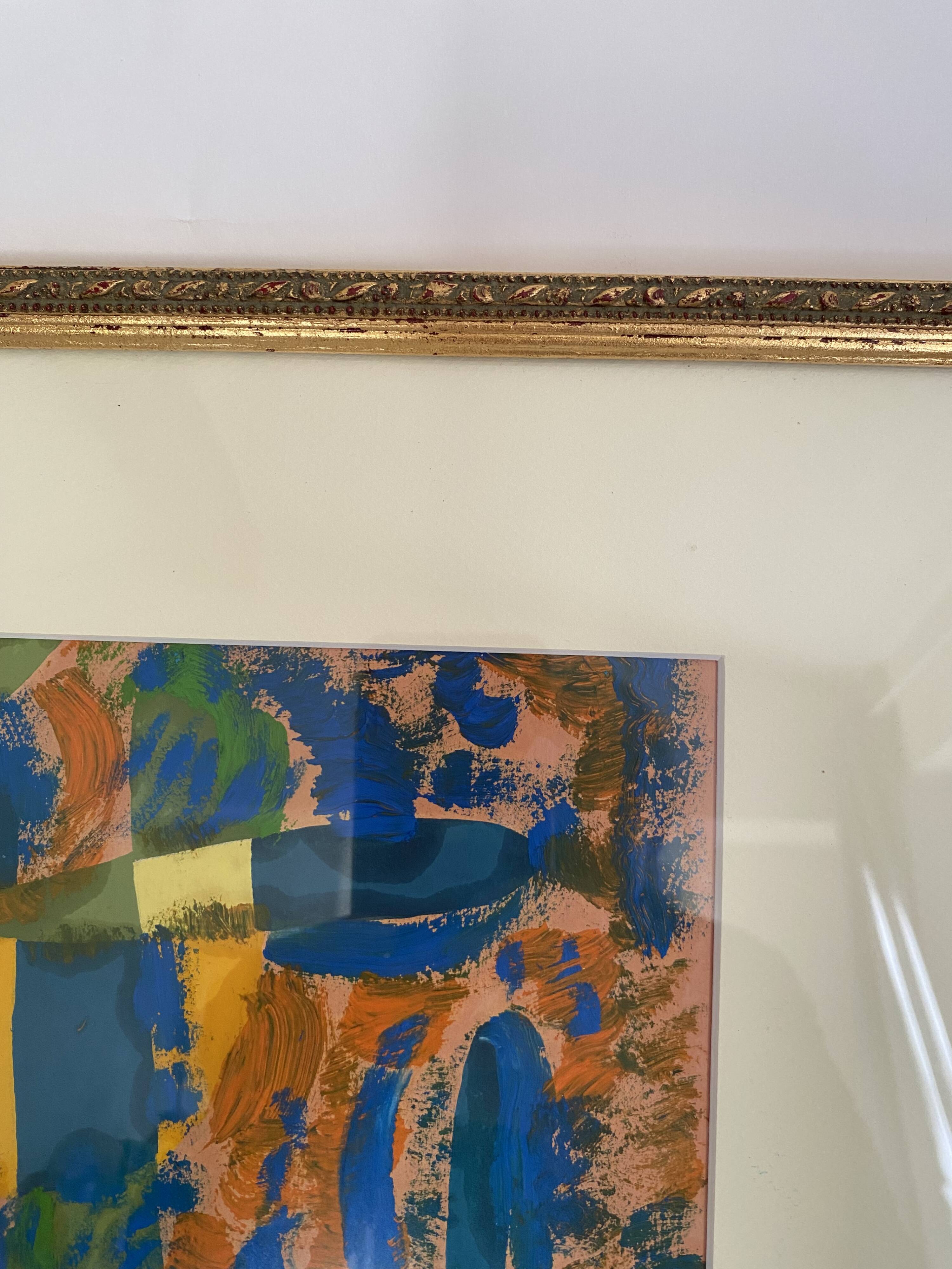 Oil on paper, wooden frame, glass