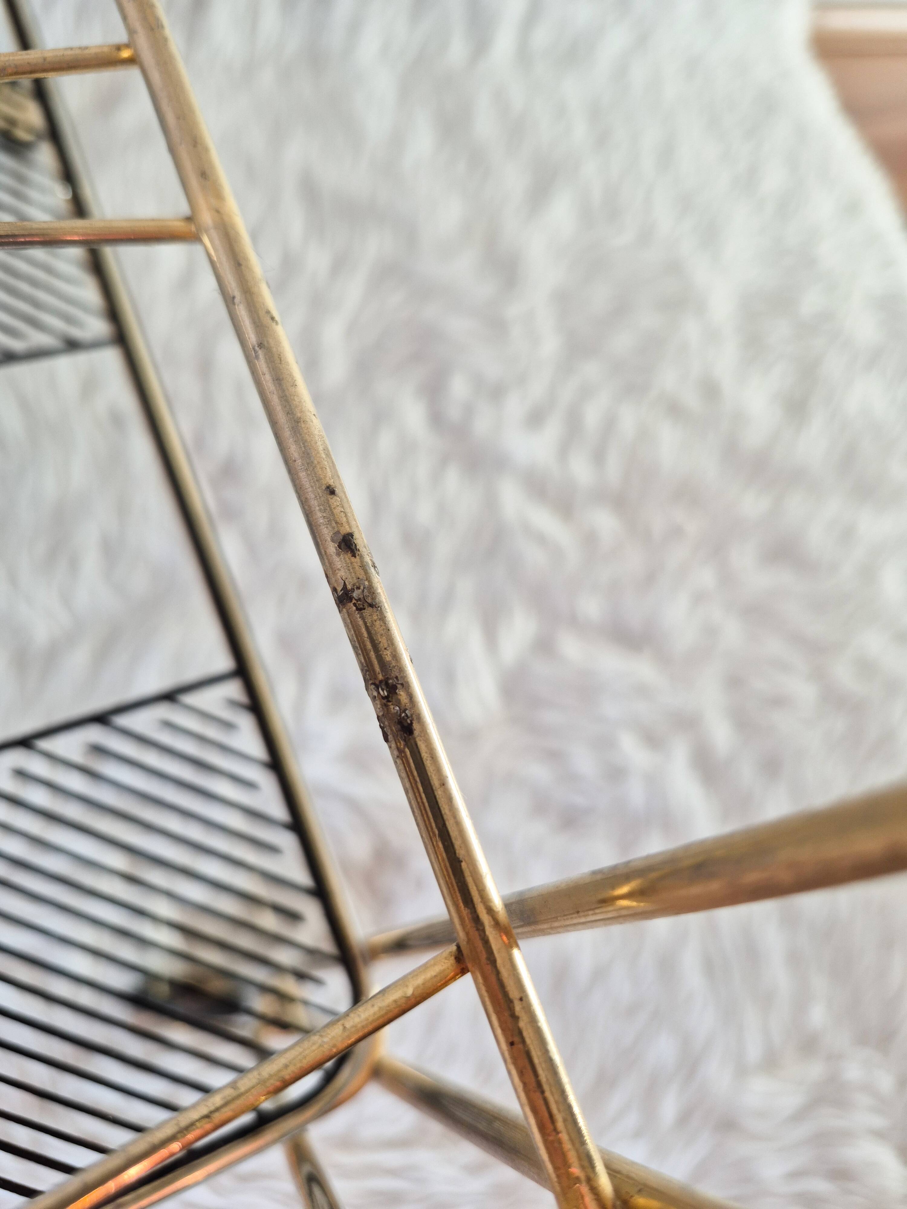 Vintage bar table, side table, glass trays, Eiffel legs.