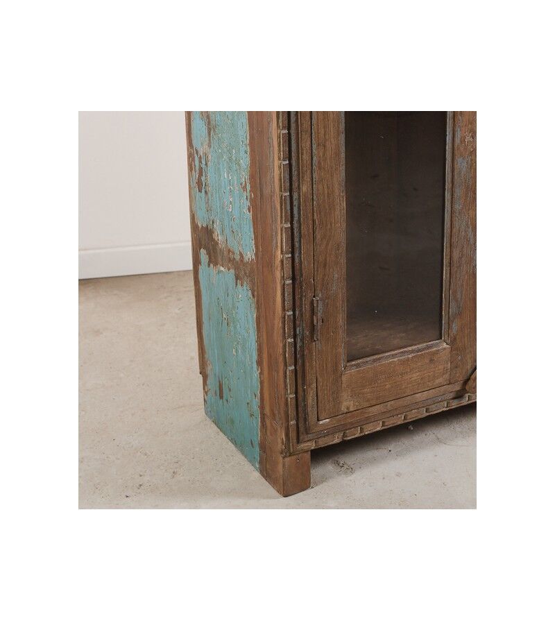 Blue patina glazed cabinet