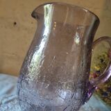 Pichet en verre craquelé couleur mauve