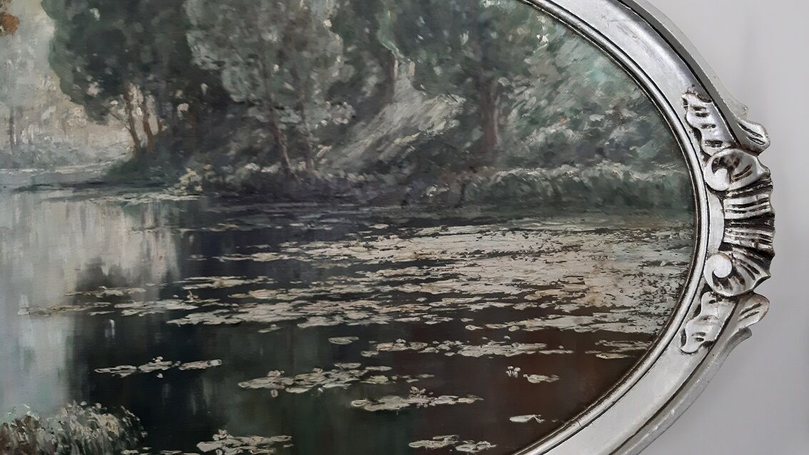 Oil on Panel "Water Lilies" by Emile Gauffriaud (1877-1957)