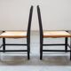 2 low bedroom chairs in hand-woven rice straw, 1950s/1960s