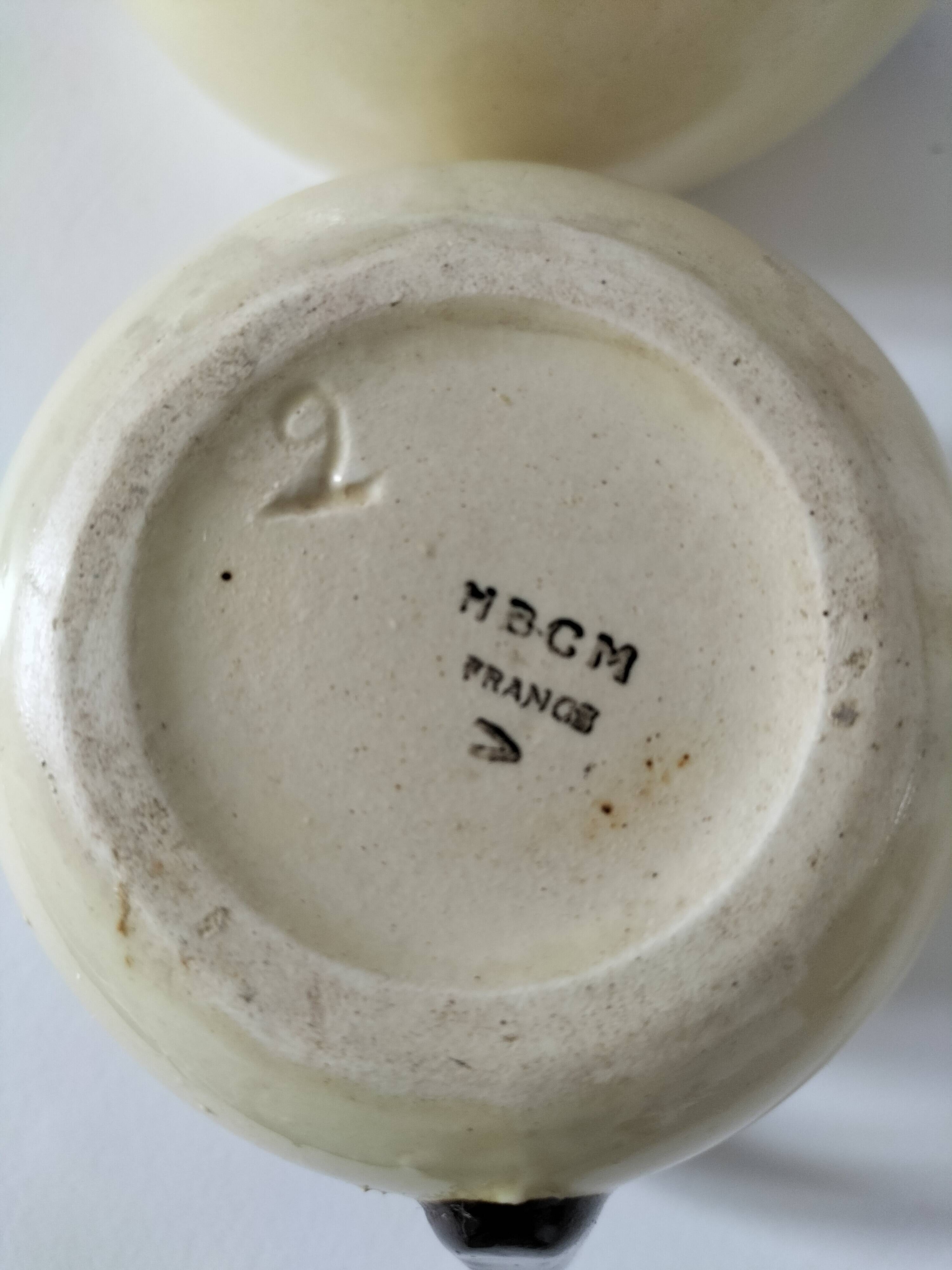 HBCM Sugar Bowl and Milk Jug Duo - Vintage Cream and Brown Earthenware