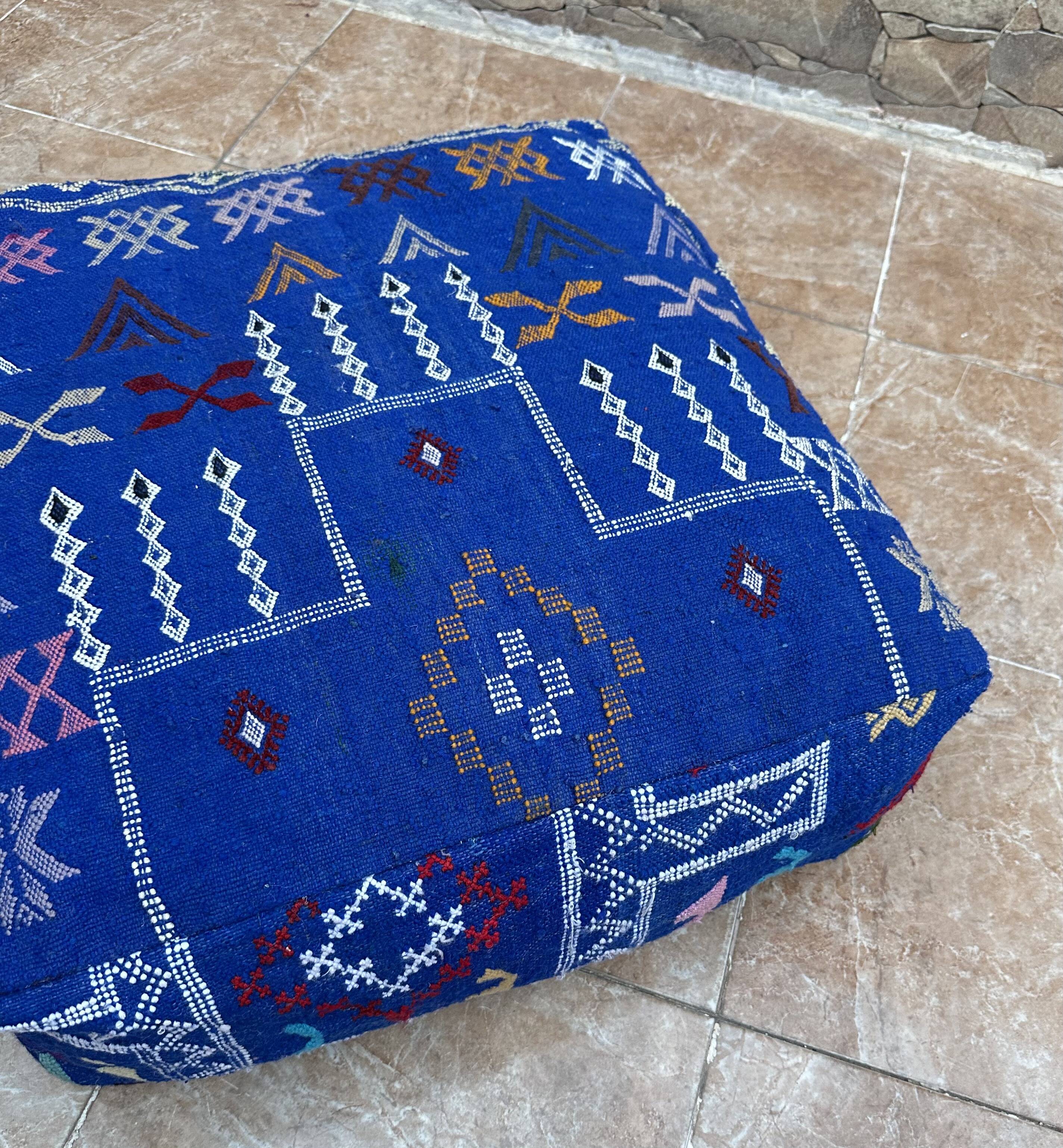 Handmade Berber Kilim pouf, floor cushion
