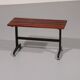 Mid-century Italian bench 1960s with black metal frame, gilded brass legs and solid teak slats