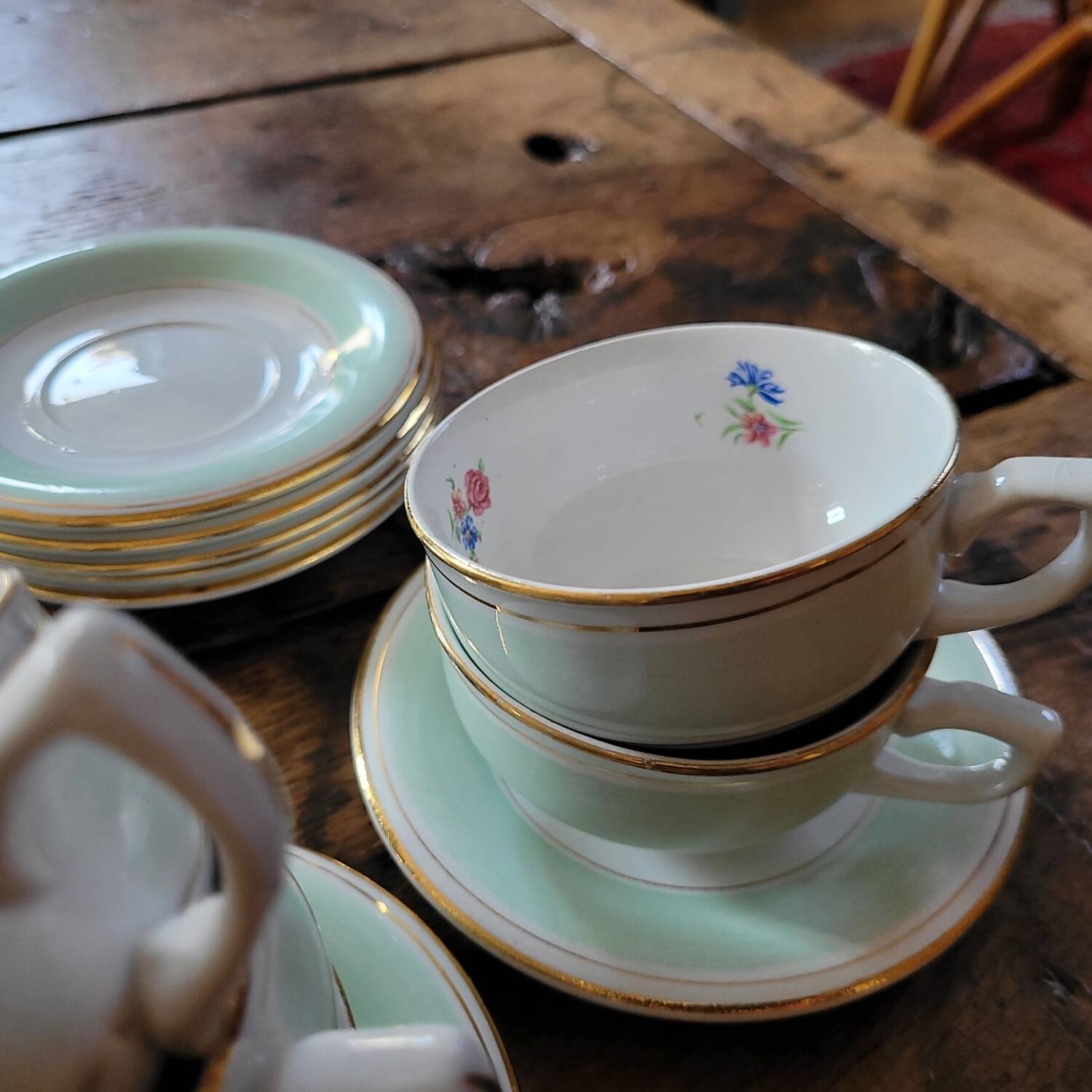 Set of 8 opaque porcelain cups – 1950s