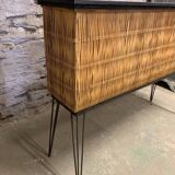 Vintage rattan and metal bar 1960