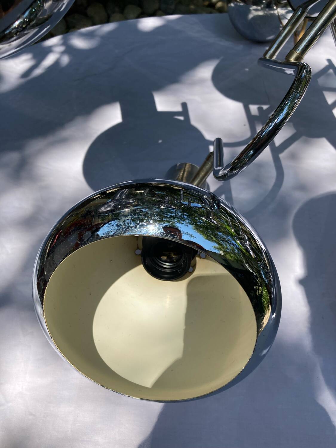 6-lamp vintage 70'S chrome pendant light