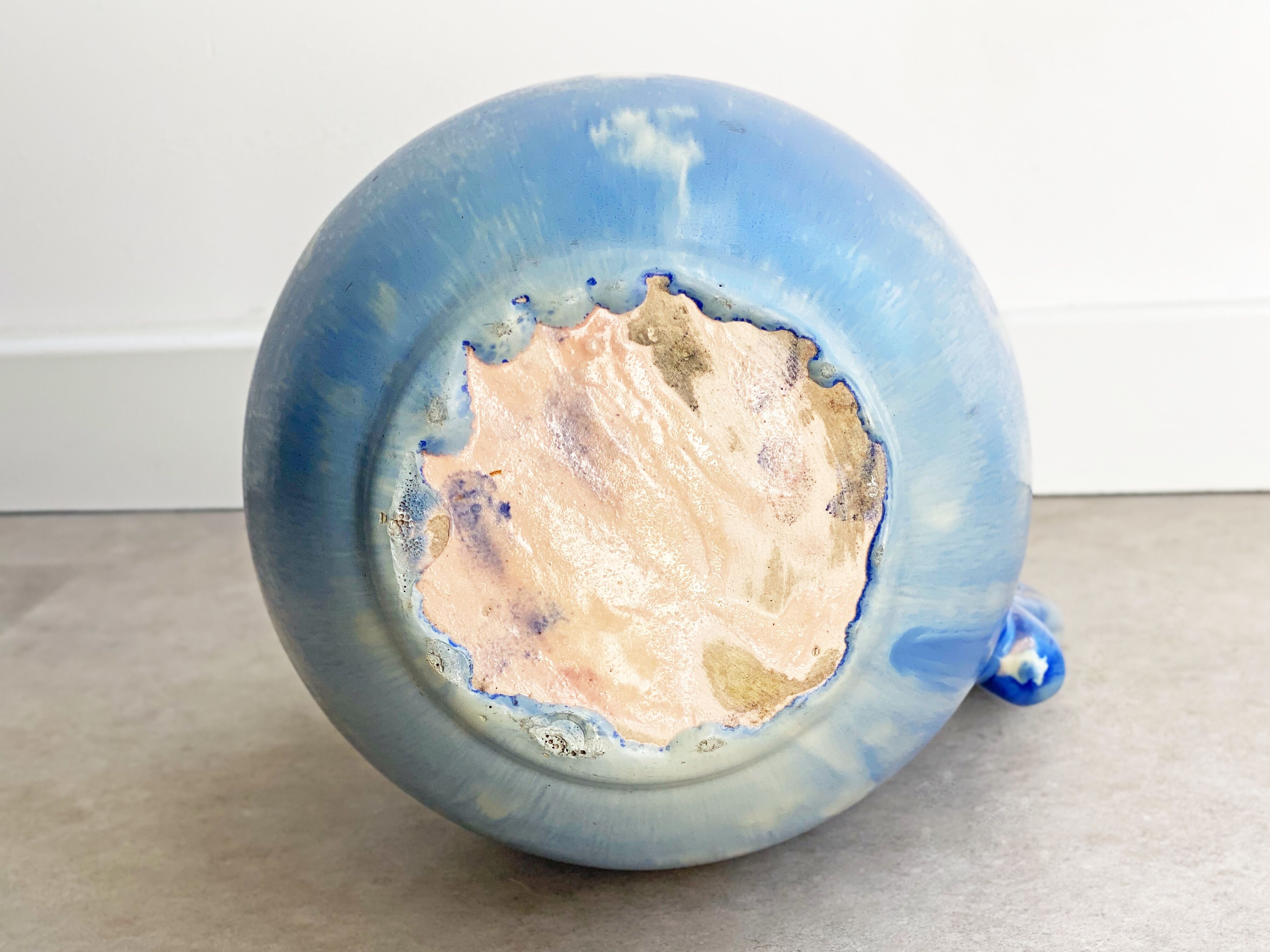 Art Deco vase / earvase - blue ceramic