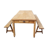 Table de ferme avec paire de bancs