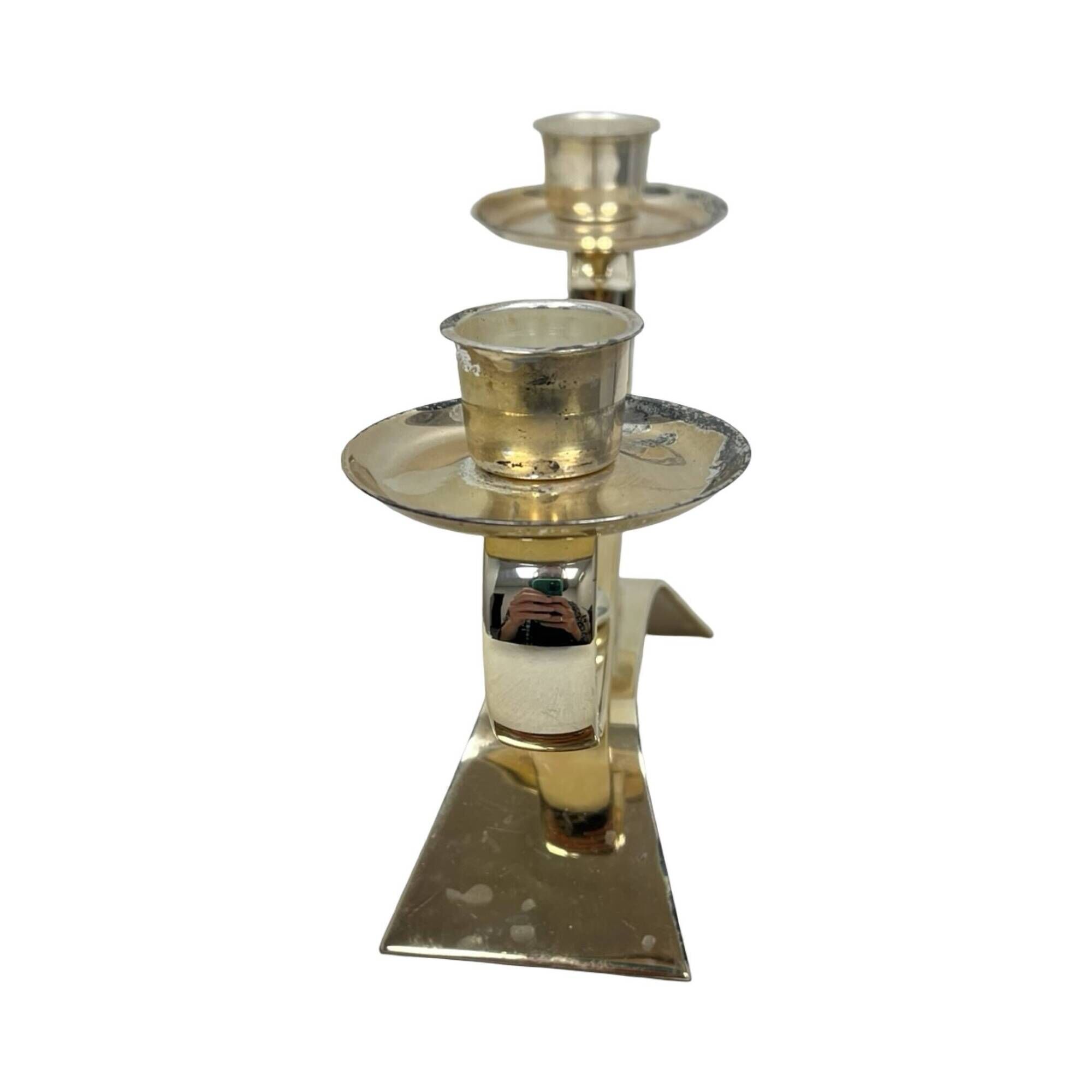 Vintage modernist WMF two-arm candle holder, Radtke model (1958), silver