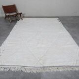 Handmade Moroccan Beni Ourain rug in cream white, 150/250cm