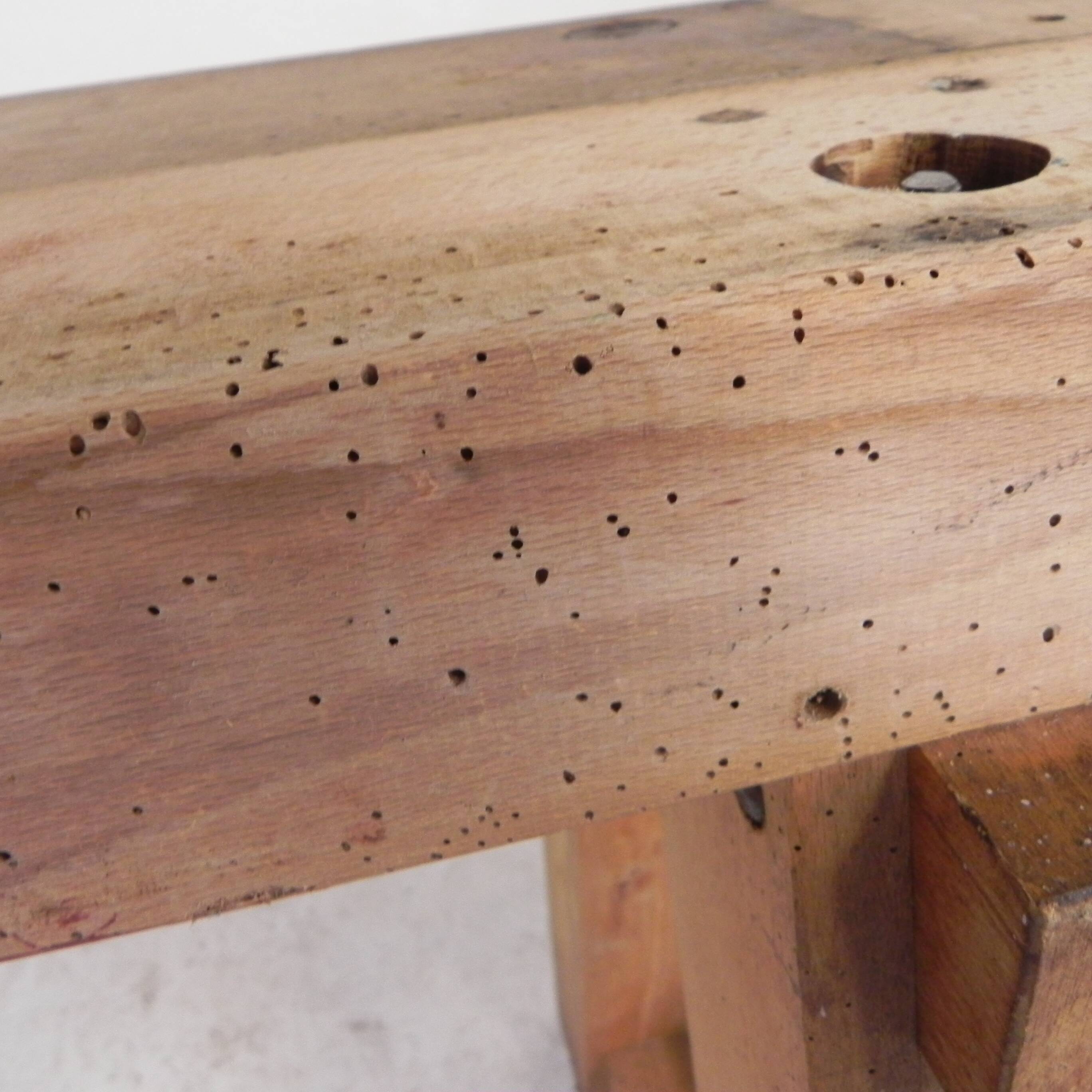 Oak workbench 2 meters long, 1950s