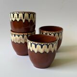 4 tasses à café en terre cuite émaillée