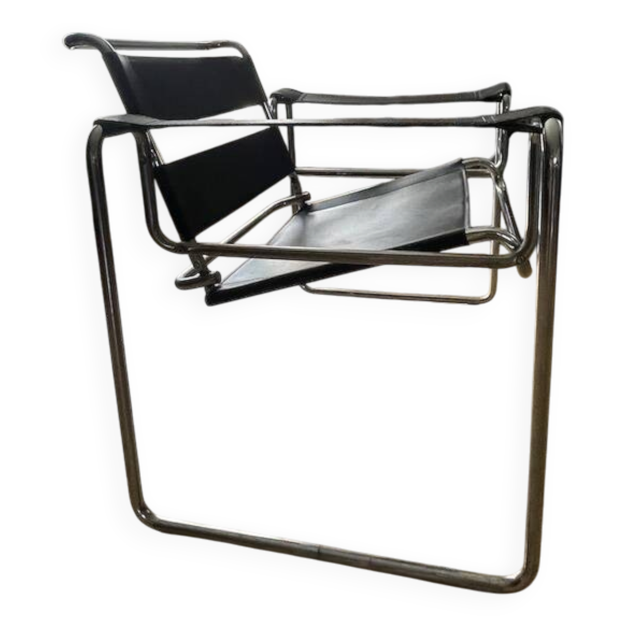 Lot de 2 Fauteuils cuir noir inspiration Wassily