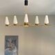 Large chandelier from 1950-1960, gilded metal with 6 white opaline glass tulips by Arlus.