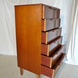 High Scandinavian teak chest of drawers