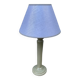 Beige ceramic lamp and iridescent white lampshade