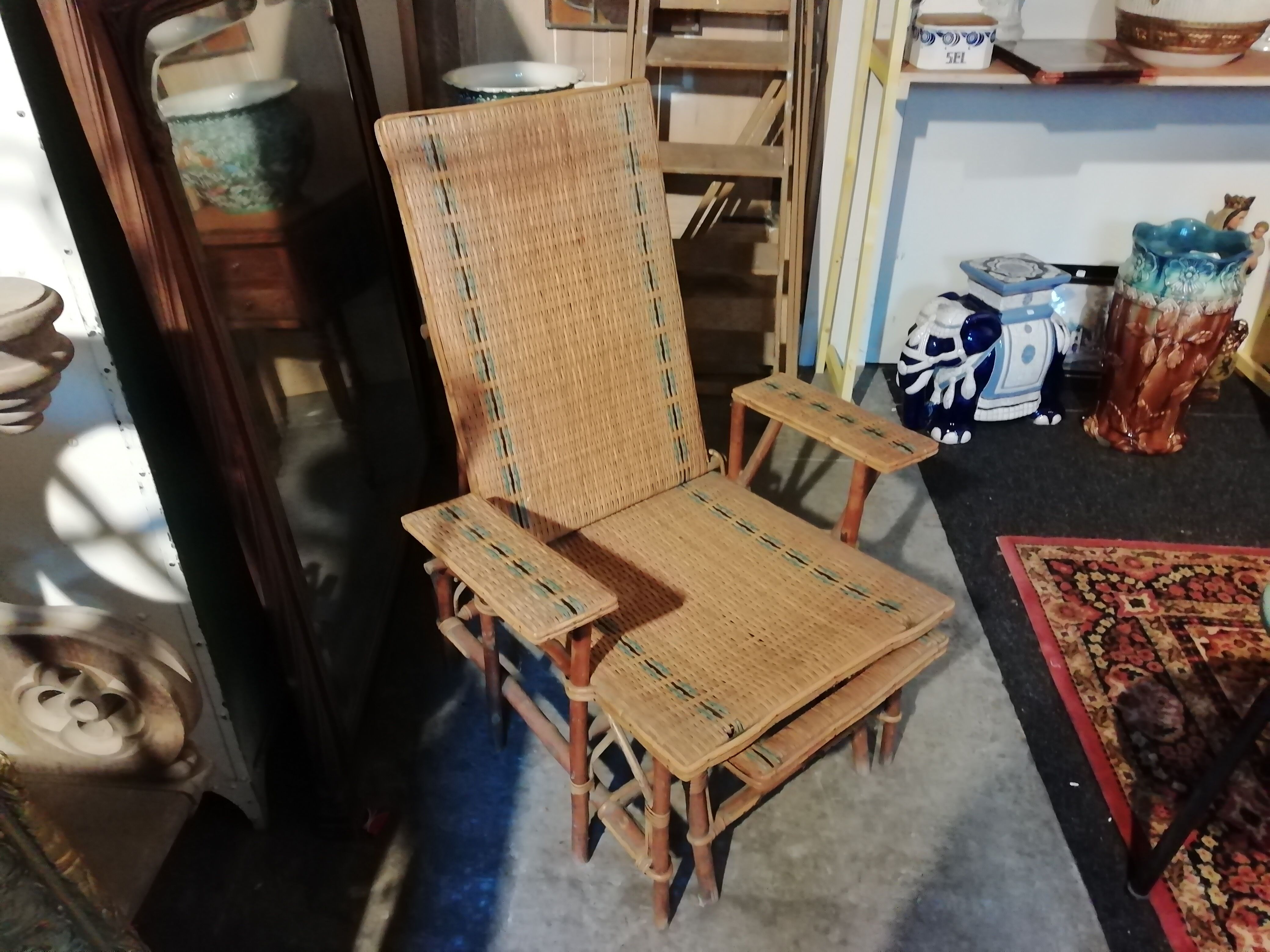 Long chair in rattan circa 1960 vintage