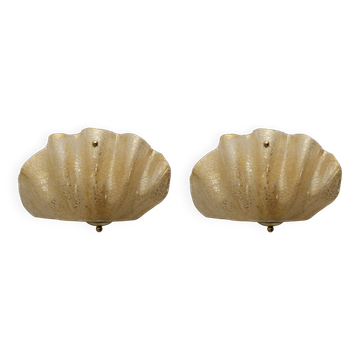 Pair of Mid-Century Modern Style Murano Glass Shell Sconces