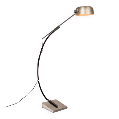 Lampadaire en chrome avec bras articulé réglable, Italie 1970
