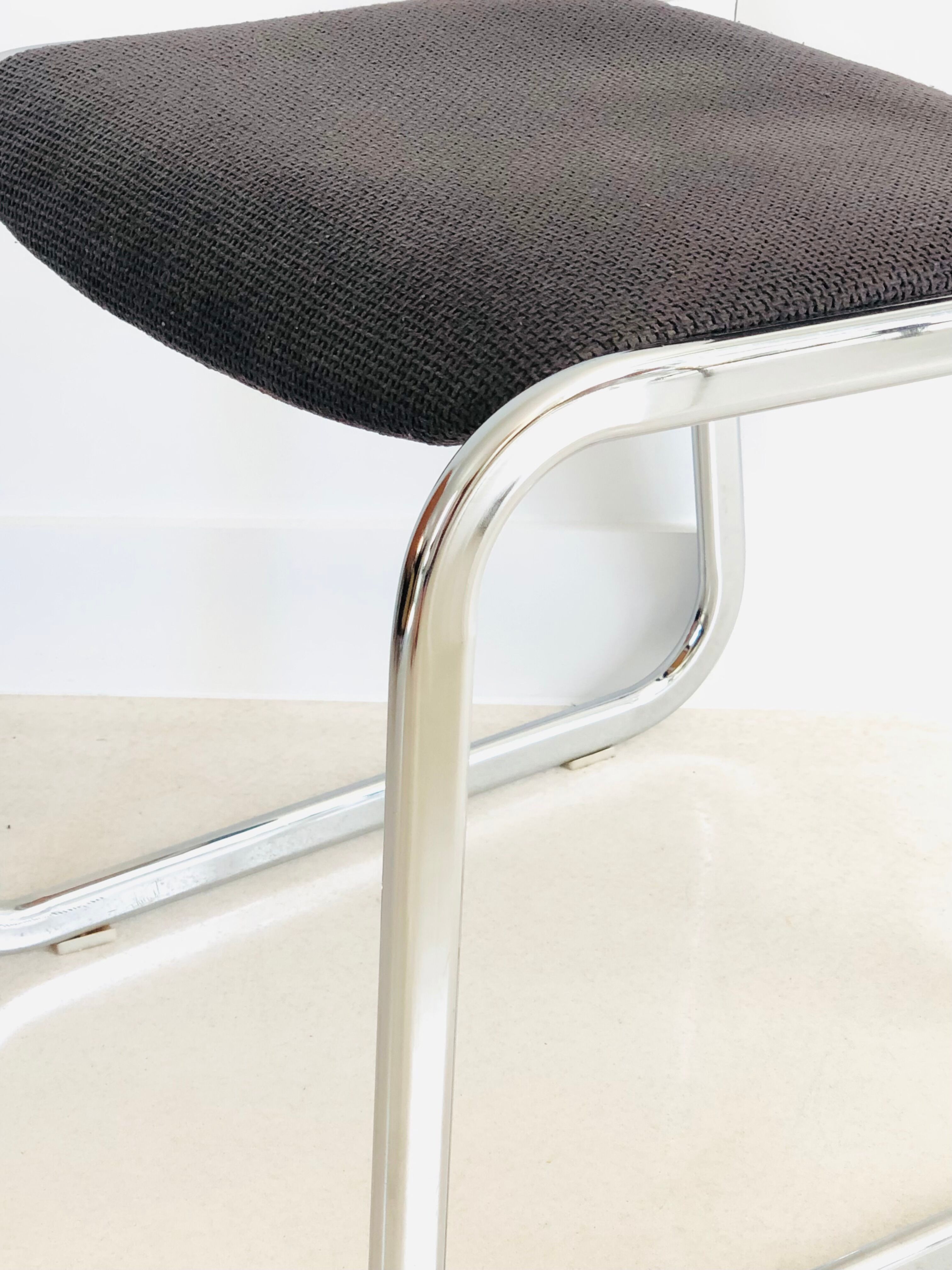 Chrome chair in gray fabric, Italy 1970s