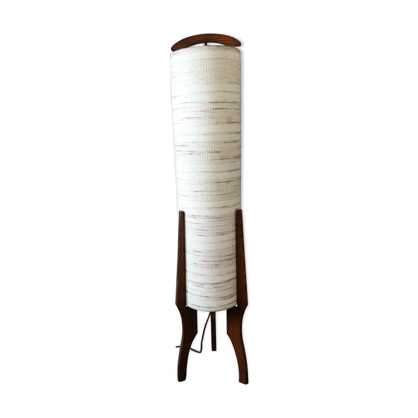 Atomic mid-century teak tripod floor lamp, 1960s