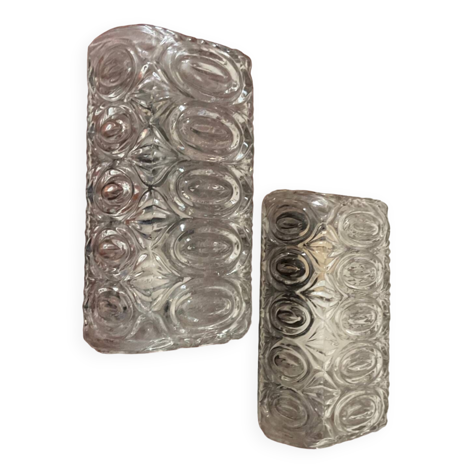 Paire d’appliques vintage en verre moulé