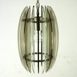 Lustre italien du milieu du siècle en verre fumé et épais transparent par Veca. Italie années 1960