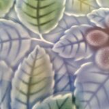 Large barbotine plate Salins blue lavender 80s